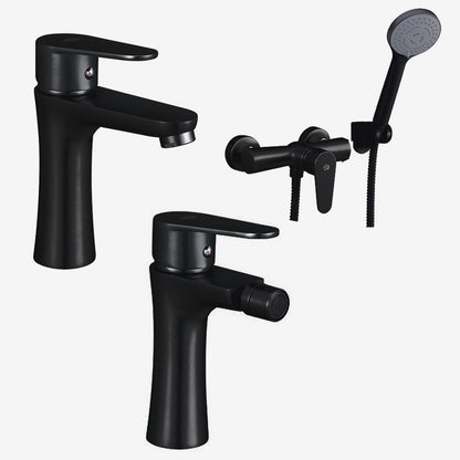 Set Miscelatori lavabo bidet con pilette e esterno doccia con doccetta serie Elizabeth Nero opaco by CeramicStore | Lo specialista del tuo bagno
