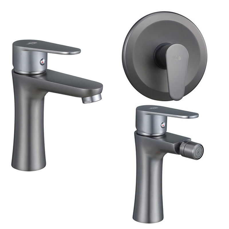 Set Miscelatori lavabo bidet con pilette e incasso doccia serie Elizabeth nichel nero spazzolato by CeramicStore | Lo specialista del tuo bagno