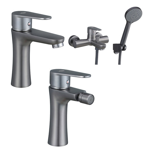 Set Miscelatori lavabo bidet con pilette e vasca con doccetta serie Elizabeth nichel nero spazzolato by CeramicStore | Lo specialista del tuo bagno