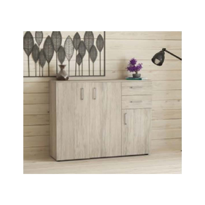 Mobile a 3 ante e 2 cassetti con pannello in truciolare melaminico - Bianco venato by CeramicStore | Lo specialista del tuo bagno