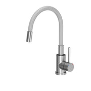 Miscelatore monocomando cucina in Acciaio Inox con canna flessibile bianca - Spazzolato by CeramicStore | Lo specialista del tuo bagno