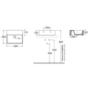 Lavabo da appoggio squadrato Ceramica Azzurra Elegance 42x35 cm senza foro rubinetteria - Bianco lucido