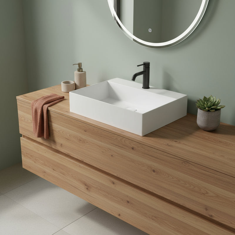 Lavabo appoggio/sospeso Azzurra serie Elegance Squared 50x45 cm - Bianco lucido