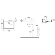 Lavabo appoggio/sospeso Azzurra serie Elegance Squared 50x45 cm - Bianco lucido