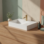 Lavabo da appoggio/sospeso squadrato di Ceramica Azzurra serie Elegance 65x45 cm con piano a destra e foro rubinetteria