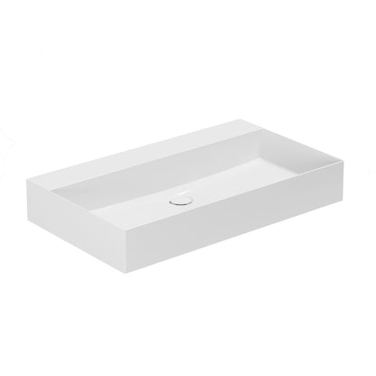 Lavabo da appoggio/sospeso squadrato Ceramica Azzurra Elegance 81x45 cm senza foro rubinetteria - Bianco lucido