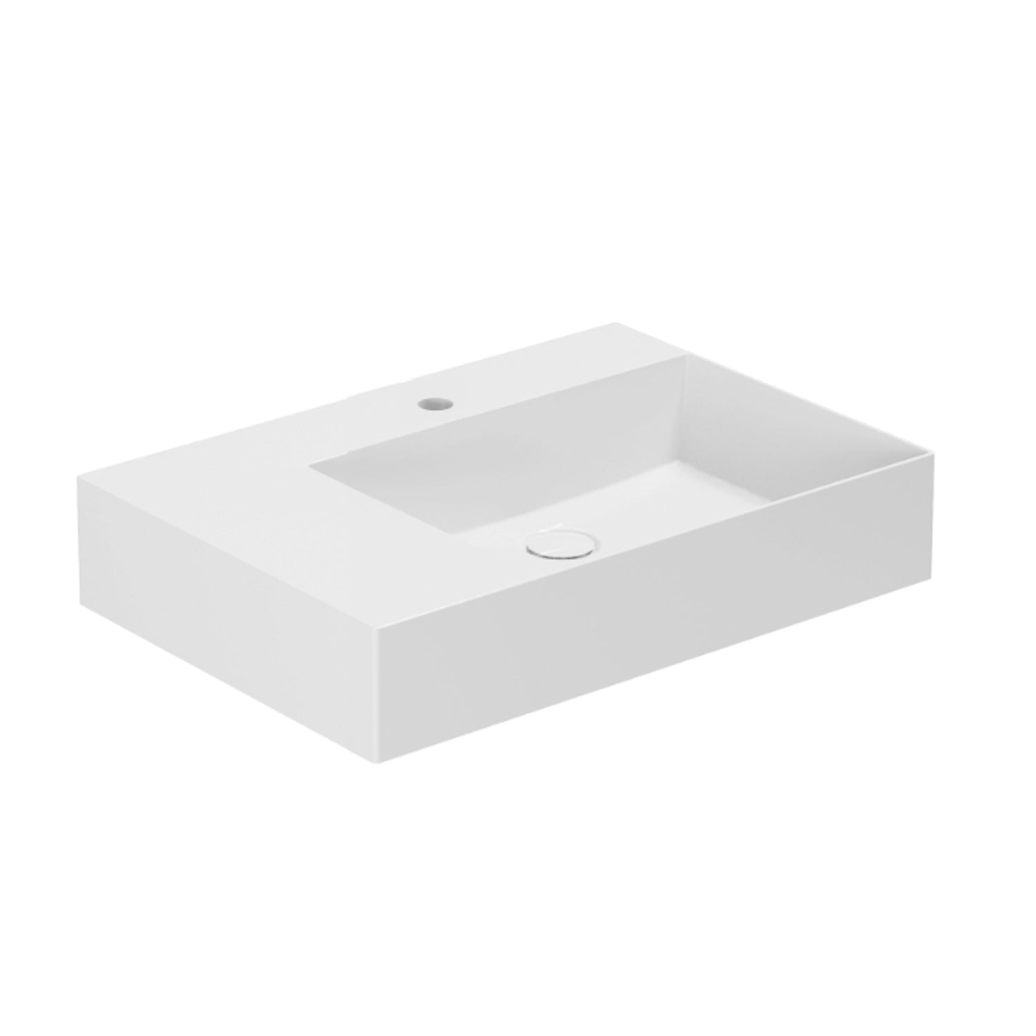 Lavabo da appoggio/sospeso squadrato di Ceramica Azzurra serie Elegance 81x46 cm con piano a sinistra e foro rubinetteria