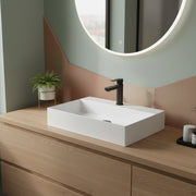 Lavabo da appoggio/sospeso squadrato di Ceramica Azzurra serie Elegance 81x46 cm con piano a sinistra e foro rubinetteria