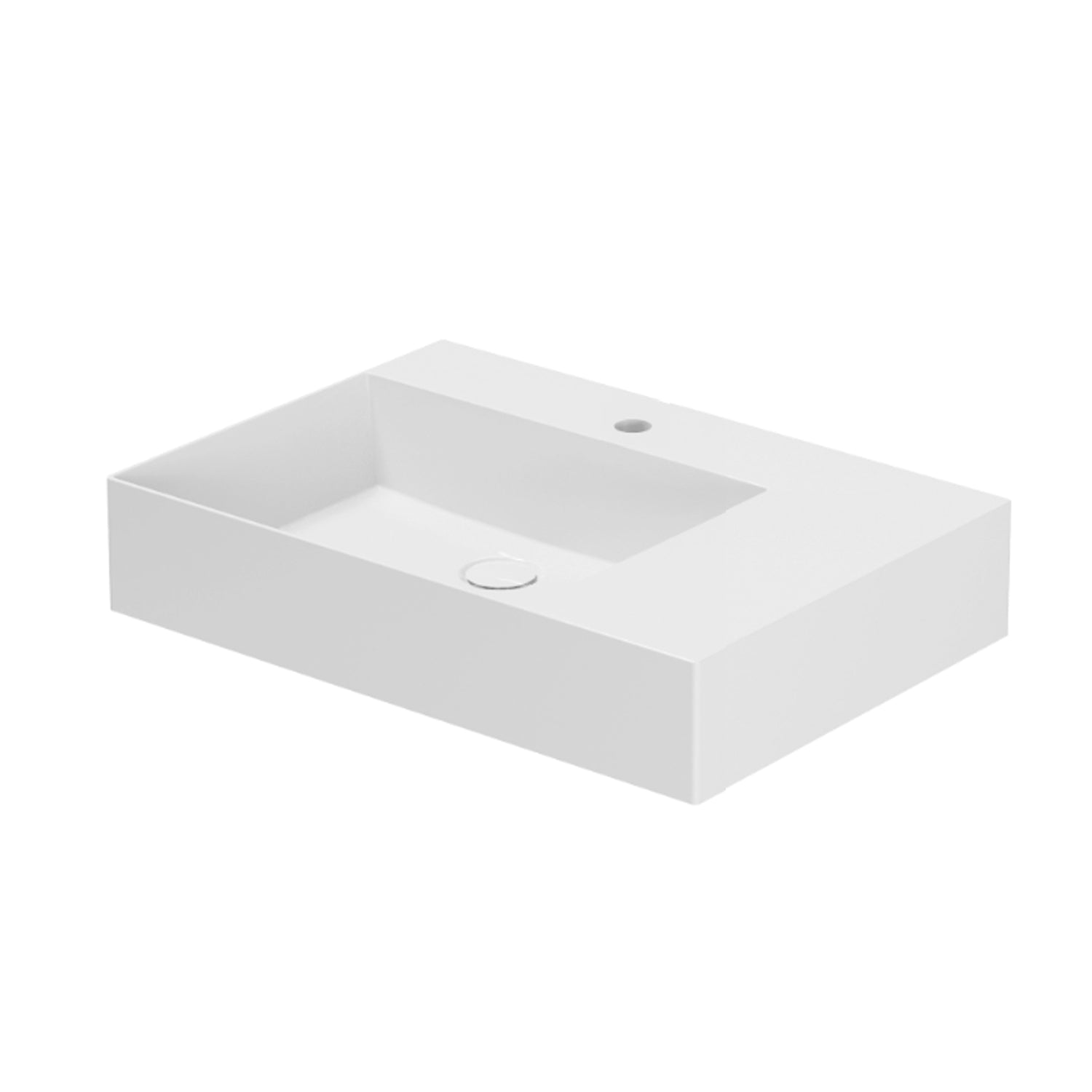 Lavabo da appoggio/sospeso squadrato di Ceramica Azzurra serie Elegance 81x46 cm con piano a destra e foro rubinetteria