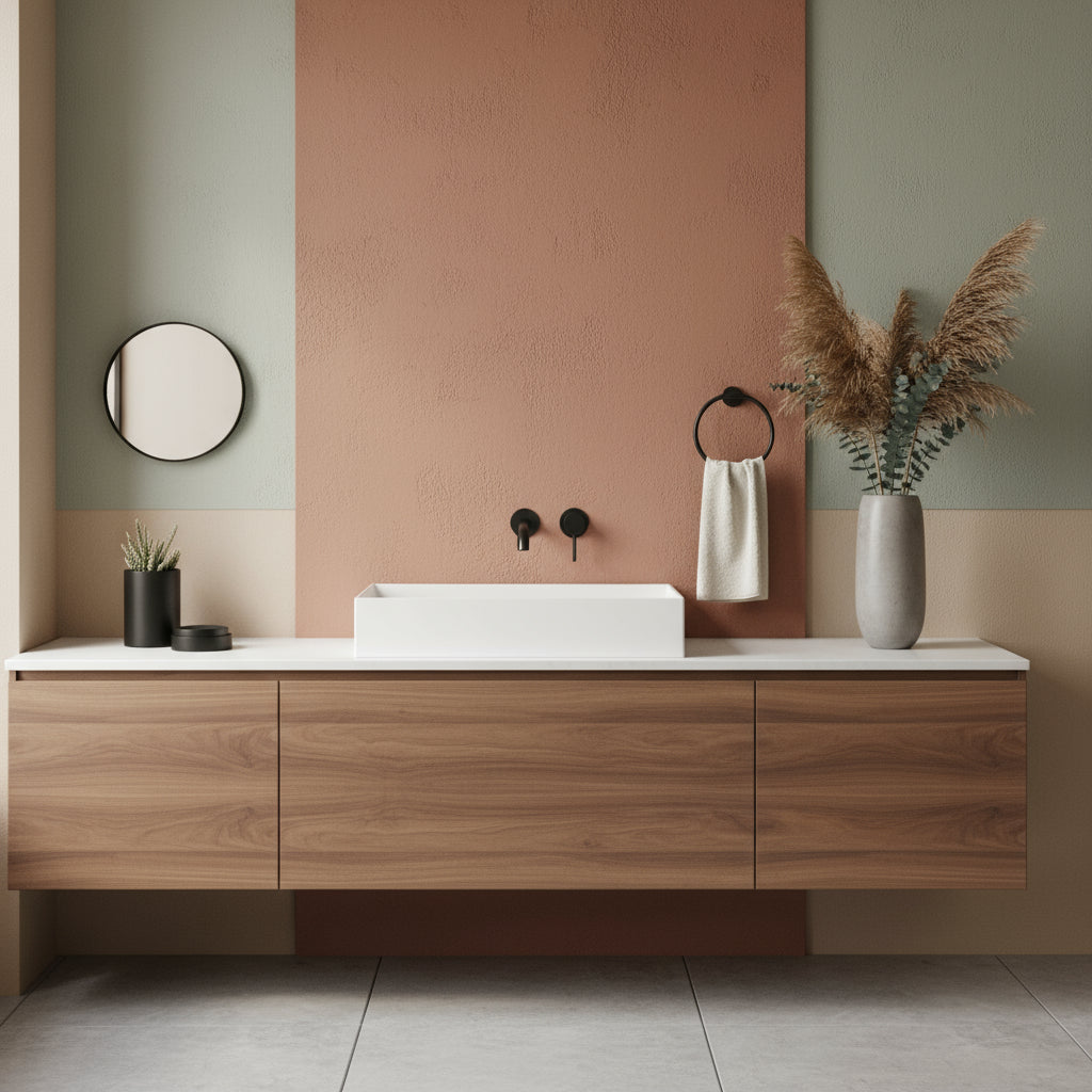 Lavabo da appoggio/sospeso squadrato di Ceramica Azzurra serie Elegance 81x46 cm con piano a sinistra