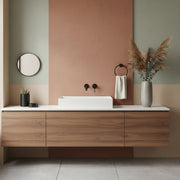 Lavabo da appoggio/sospeso squadrato di Ceramica Azzurra serie Elegance 81x46 cm con piano a sinistra