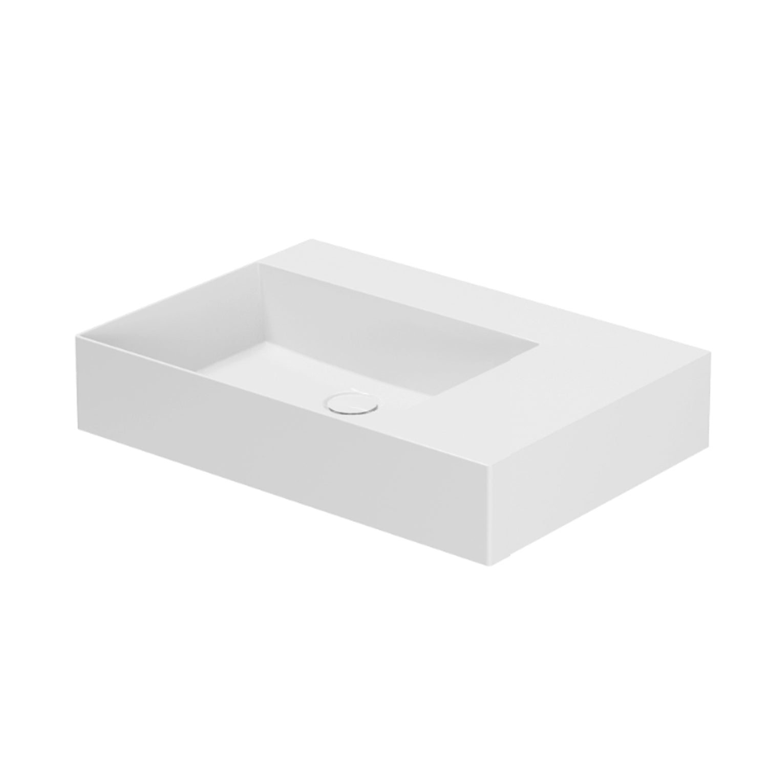 Lavabo da appoggio/sospeso squadrato di Ceramica Azzurra serie Elegance 81x46 cm con piano a destra