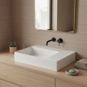 Lavabo da appoggio/sospeso squadrato di Ceramica Azzurra serie Elegance 81x46 cm con piano a destra