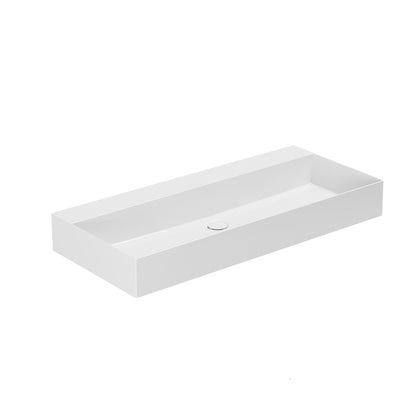 Lavabo da appoggio/sospeso squadrato Ceramica Azzurra Elegance 102x45 cm senza foro rubinetteria