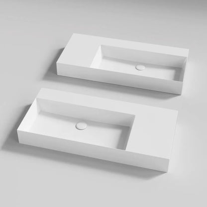 Lavabo da appoggio/sospeso squadrato di Ceramica Azzurra serie Elegance 102x46 cm con piano a sinistra