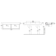 Lavabo da appoggio/sospeso squadrato con doppia vasca Ceramica Azzurra Elegance 122x45 cm