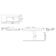 Lavabo da appoggio/sospeso squadrato di Ceramica Azzurra serie Elegance 122x46 cm con piano a sinistra
