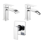 Composizione di miscelatori per lavabo, bidet e doccia a una via serie Fire in ottone cromato by CeramicStore | Lo specialista del tuo bagno