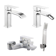 Composizione di miscelatori per lavabo, bidet e vasca Fire in ottone cromato by CeramicStore | Lo specialista del tuo bagno