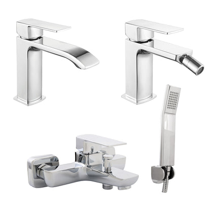 Composizione di miscelatori per lavabo, bidet e vasca Fire in ottone cromato by CeramicStore | Lo specialista del tuo bagno