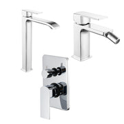 Composizione di miscelatori per lavabo alto, bidet e doccia 2 vie serie Fire in ottone cromato by CeramicStore | Lo specialista del tuo bagno