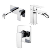 Composizione di miscelatori per lavabo incasso, bidet e doccia a una via serie Fire in ottone cromato by CeramicStore | Lo specialista del tuo bagno