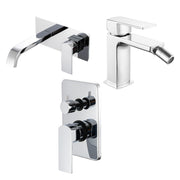 Composizione di miscelatori per lavabo incasso, bidet e doccia 2 vie serie Fire in ottone cromato by CeramicStore | Lo specialista del tuo bagno