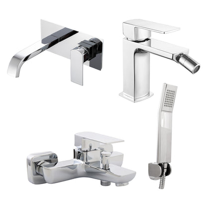 Composizione di miscelatori per lavabo incasso, bidet e vasca Fire in ottone cromato by CeramicStore | Lo specialista del tuo bagno