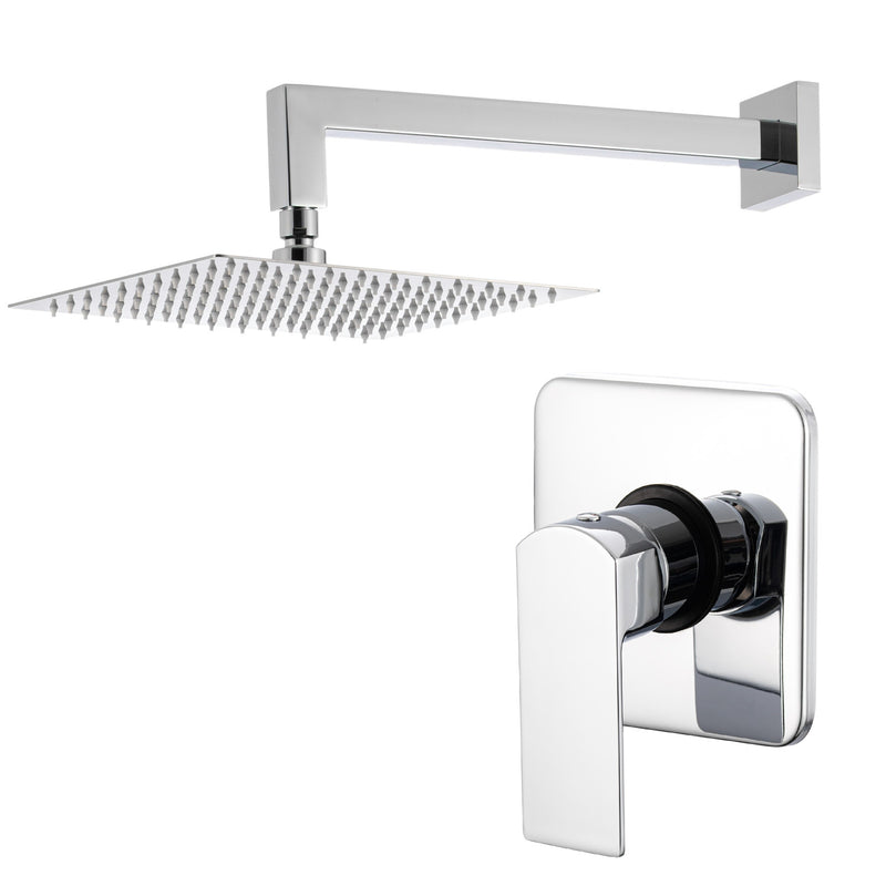Kit doccia con incasso a una via con soffione quadro 250 mm in ottone cromato Fire by CeramicStore | Lo specialista del tuo bagno