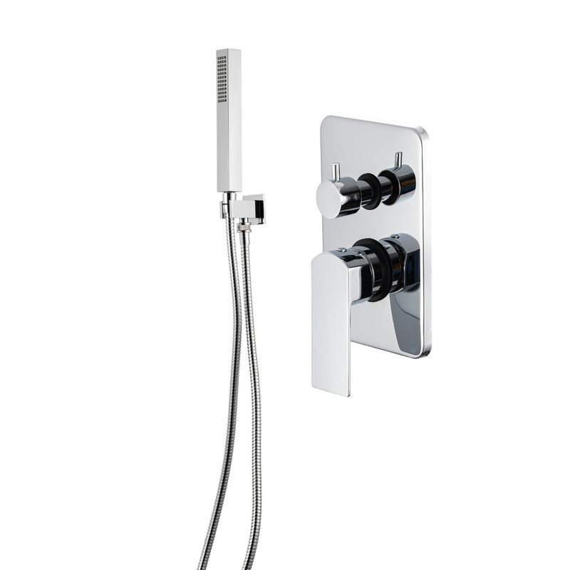 Kit doccia con incasso a 2 vie con soffione quadro 250mm in ottone cromato Fire by CeramicStore | Lo specialista del tuo bagno
