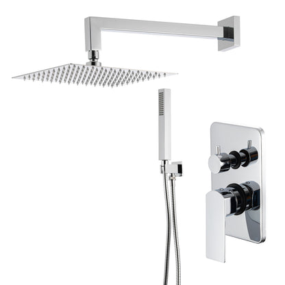 Kit doccia con incasso a 2 vie con soffione quadro 300 mm in ottone cromato Fire by CeramicStore | Lo specialista del tuo bagno