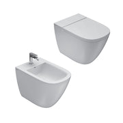 Coppia sanitari a terra filo parete Stockholm Ceramica Globo 51x37 h42 cm - Bianco lucido