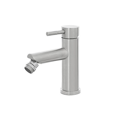 Kit miscelatore lavabo alto + bidet  RubiFlux serie Paris Modello Gris in acciaio inox, con piletta clic-clac - Spazzolato