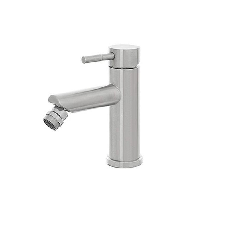 Kit miscelatore lavabo alto + bidet + doccia a una via RubiFlux serie Paris Modello Gris con piletta clic-clac Acciaio Inox - Spazzolato