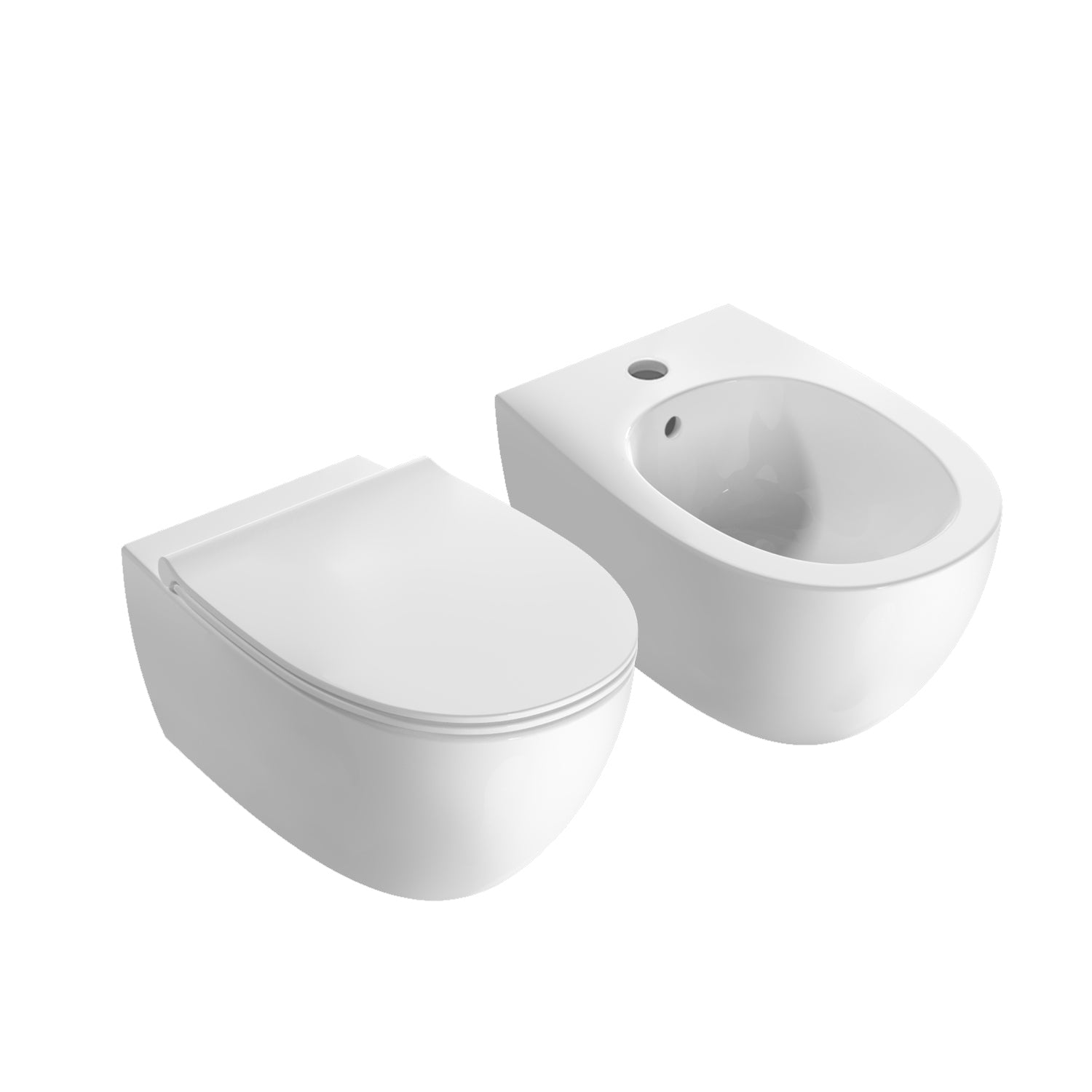 Sanitari Sospesi senza brida Ceramica Globo 4ALL  WC + BIDET + SEDILE