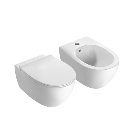 Sanitari Sospesi senza brida Ceramica Globo 4ALL  WC + BIDET + SEDILE