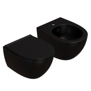 Sanitari sospesi con sedile soft-close 48x37 cm modello 4all Ceramica Globo - Nero Opaco