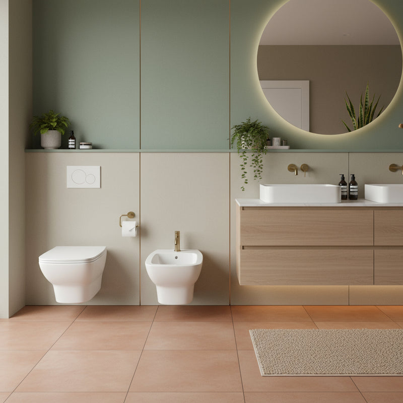 Sanitari sospesi senza brida Globo serie Daily 53x37xH33 cm con copriwater incluso - Bianco Lucido