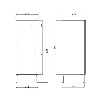 Mobiletto bagno singolo con un'anta e cassetto modello Beach rovere bianco by CeramicStore | Lo specialista del tuo bagno