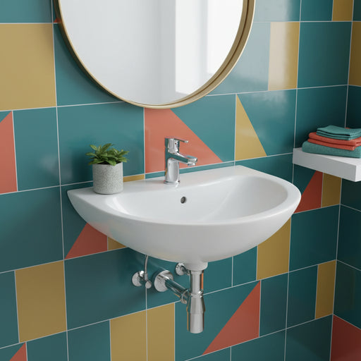 Lavabo 60 cm da appoggio serie Orchidea in ceramica Bianca