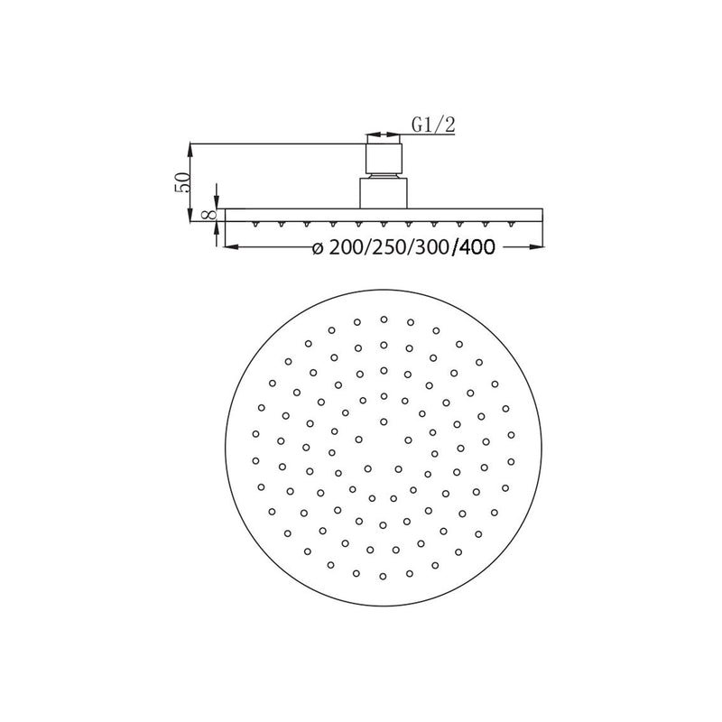 Soffione tondo Linz 300mm monogetto e ispezionabile nichel by CeramicStore | Lo specialista del tuo bagno