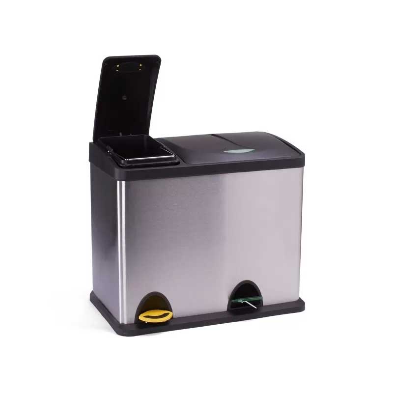 Pattumiera da cucina a pedale in acciaio inox con raccolta differenziata 18L+8L