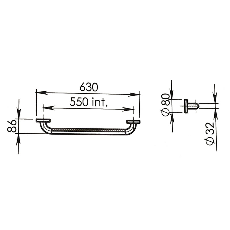 Maniglione orizzontale e verticale in alluminio e nylon per anziani e disabili Gedy Sicura cm 55