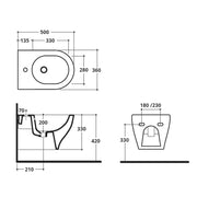 Coppia di sanitari sospesi WC bidet e coprivaso modello Liz di Althea cm 50x36