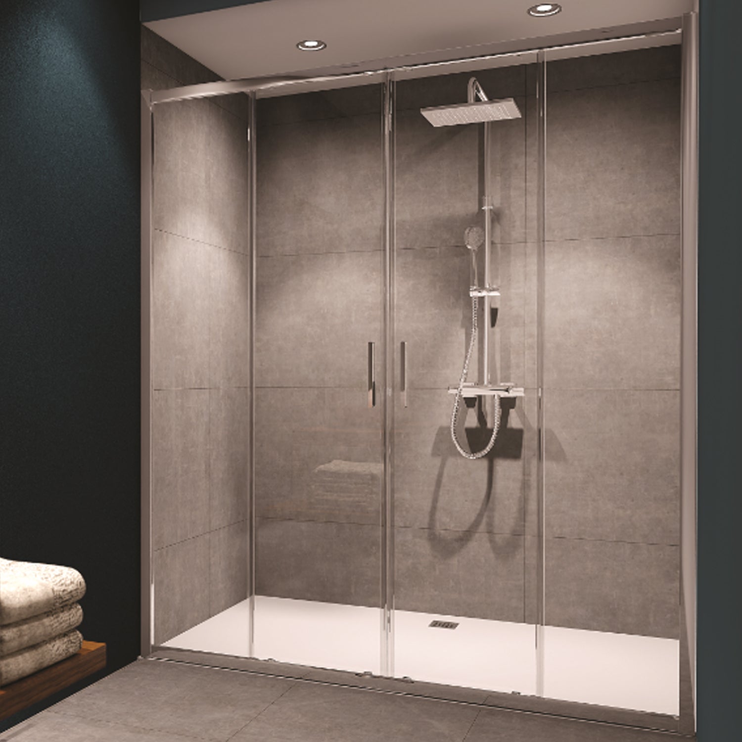 Porta 2 ante scorrevoli 195 cm Barbados cristallo 6mm trasparente Made in Italy by CeramicStore | Lo specialista del tuo bagno