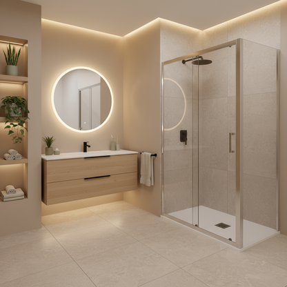 Porta doccia scorrevole cm 160 DocciaGo modello Iconic in vetro anticalcare Smart Clean 6 mm