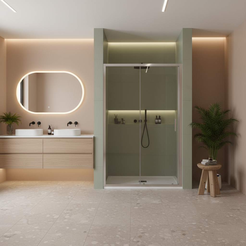 Porta doccia scorrevole cm 150 modello Iconic in vetro anticalcare Smart Clean 6 mm