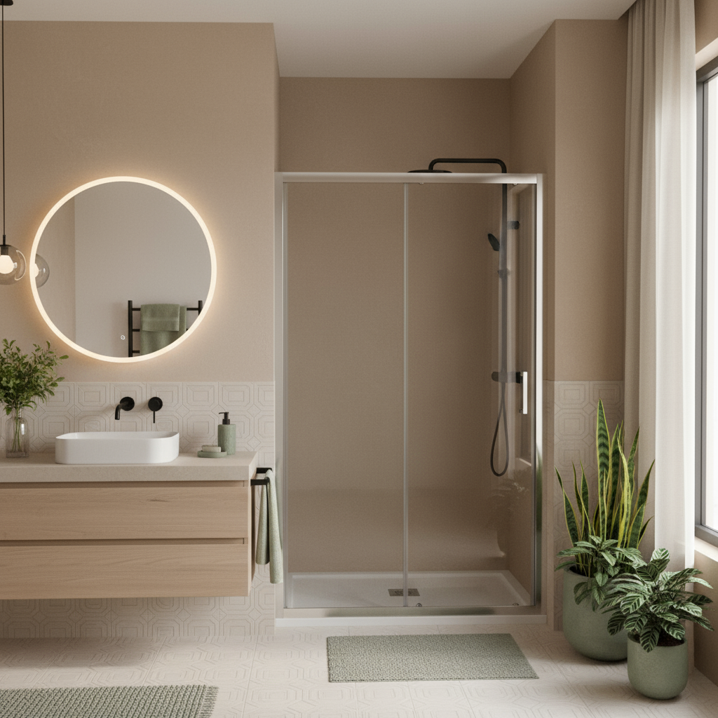 Porta doccia scorrevole cm 130 modello Iconic in vetro anticalcare Smart Clean 6 mm