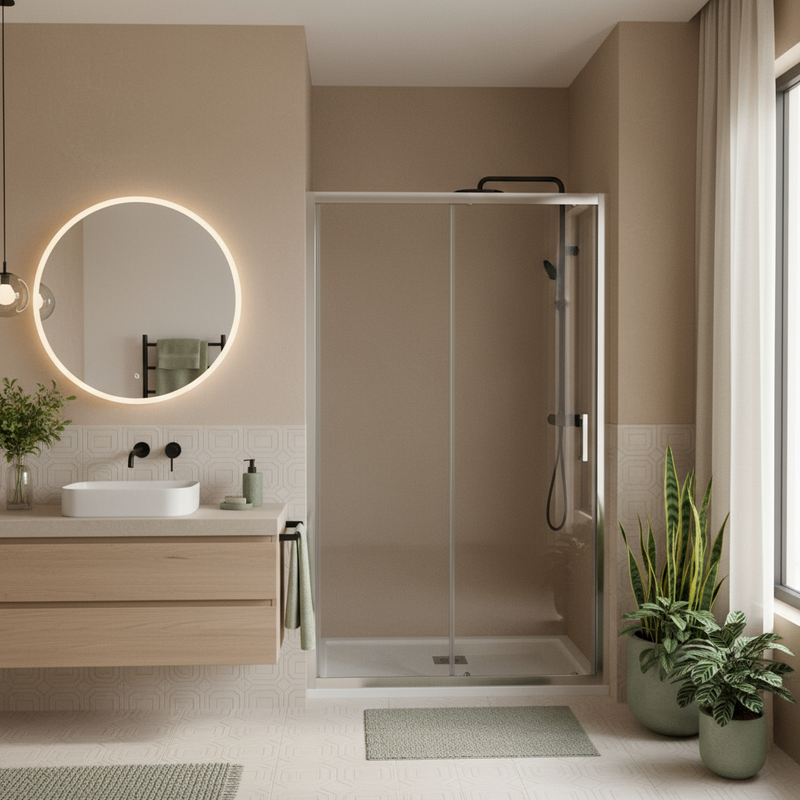 Schiebetür für Dusche 130 cm Modell Iconic aus Smart Clean 6 mm Kalkschutzglas