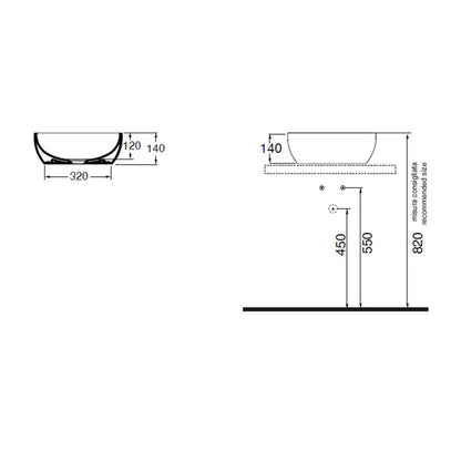 Lavabo da appoggio Ceramica Azzurra  Elegance 40 cm con bordo sottile